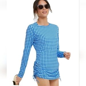 Lands' End Draper James Women's Adjustable Long Sleeve Swim Tunic Rash Guard